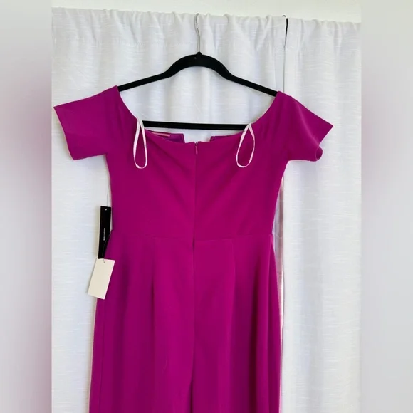 Lulus Magenta Off Shoulder Maxi Dress Formal Wedding Bridesmaid Gown NWT Size M - Picture 13 of 17